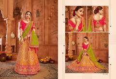 Yellow and Red color Silk with Jacquard Fabric Lehenga Choli