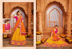 Yellow and Pink color Silk with Jacquard Fabric Lehenga Choli