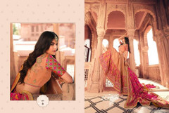 Peach color Banarasi Jacquard Silk Fabric Lehenga Choli
