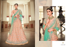 Peach color Net Fabric Lehenga Choli