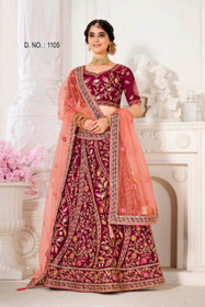 Maroon color Silk Fabric Lehenga Choli