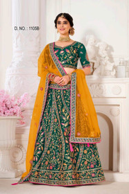 Green color Silk Fabric Lehenga Choli