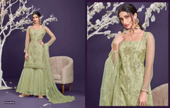 Olive Green color Net Fabric Party Wear Suit