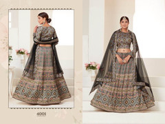 Grey color Silk Fabric Printed Lehenga Choli