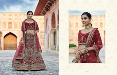 Maroon color Velvet Fabric Heavily Embroidered Bridal wear Lehenga Choli