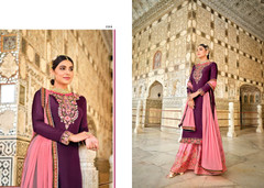 Purple and Pink color Pure Viscose Upada Fabric Party Wear Suit