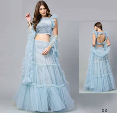 Blue color Soft Net Fabric Lehenga Choli