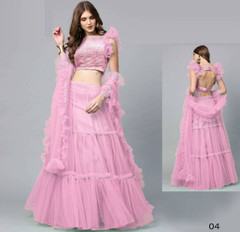 Pink color Soft Net Fabric Lehenga Choli