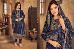 Royal Blue color Viscose Upada Fabric Suit