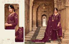 Wine color Embroidered Georgette Fabric Suit