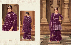 Purple color Embroidered Georgette Fabric Suit