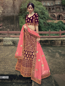 Purple color Satin Fabric Heavily Embroidered Lehenga Choli