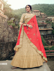 Golden color Satin Fabric Heavily Embroidered Lehenga Choli