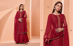 Red color Georgette Fabric Party Wear Suit