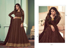 Chocolate color Georgette Fabric Full Sleeves Floor Length Anarkali style Party Wear Suit