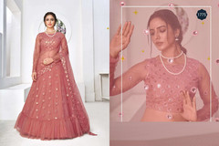 Brownish Pink color Net Fabric Lehenga Choli