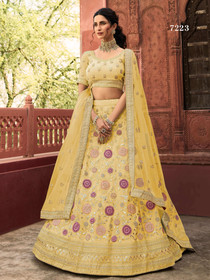 Yellow color Organza Fabric Embroidered Lehenga Choli