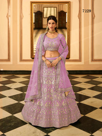 Purple color Organza Fabric Embroidered Lehenga Choli