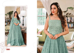 Blue color Floor Length Pure Georgette Fabric Anarkali style Party Wear Suit