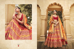 Red and Golden color Banarasi Silk Jacquard  Fabric Lehenga Choli