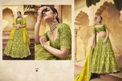 Green color Banarasi Silk Jacquard  Fabric Lehenga Choli