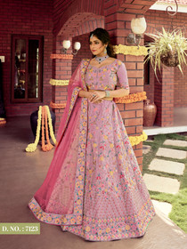 Pink color Raw Silk Fabric Lehenga Choli