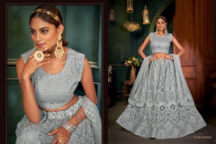 Grey color Net Fabric Lehenga Choli