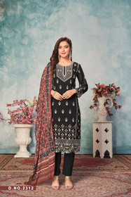 Black color Embroidered Georgette Fabric Suit