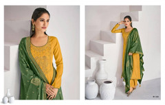Yellow color Tussar Silk Fabric Suit