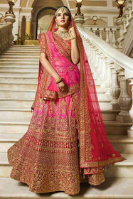 Pink color Silk Fabric Embroidered Lehenga Choli