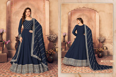 Royal Blue color Georgette Fabric Full Sleeves Floor Length Anarkali style Suit