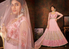 Pink color Net Fabric Full Sleeves Floor Length Anarkali style Suit