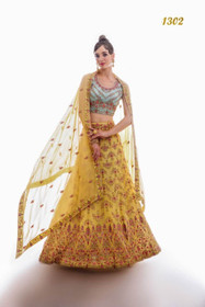 Yellow color Heavily Embroidered Georgette Fabric Lehenga Choli