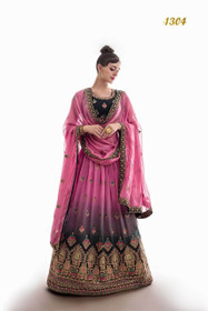 Pink color Heavily Embroidered Georgette Fabric Lehenga Choli