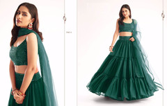 Green color Pure Georgette Fabric Lehenga Choli