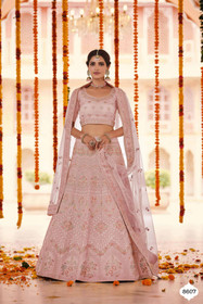 Powder Pink color Organza Fabric Lehenga Choli