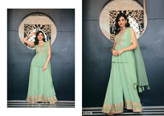 Green color Pure Viscose Georgette Fabric Suit
