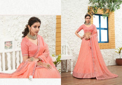 Pink color Organza Fabric Lehenga Choli