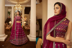 Dark Magenta color Georgette Fabric Lehenga Choli