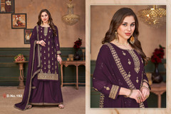 Wine color Georgette Fabric Embroidered Suit