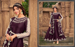 Purple color Silk Fabric Full Sleeves Ankle Length Anarkali style Suit