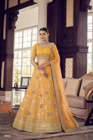 Orange color Organza Fabric Lehenga Choli