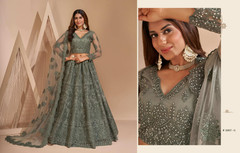 Grey color Net Fabric Lehenga Choli