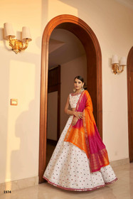 White color Silk Fabric Lehenga Choli