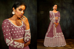 Mauve color Net Fabric Embroidered Lehenga Choli