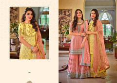 Yellow color Heavy work Georgette Fabric Party Wear Sharara Suit