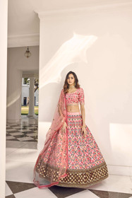 Pink color Silk Fabric Lehenga Choli