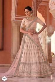 Powder Peach color Crepe Fabric Lehenga Choli