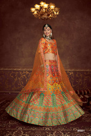 Orange color Art Silk Fabric Lehenga Choli