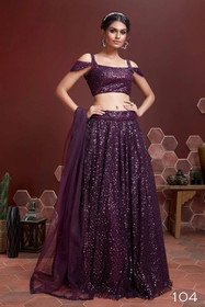 Purple color Net Fabric Lehenga Choli